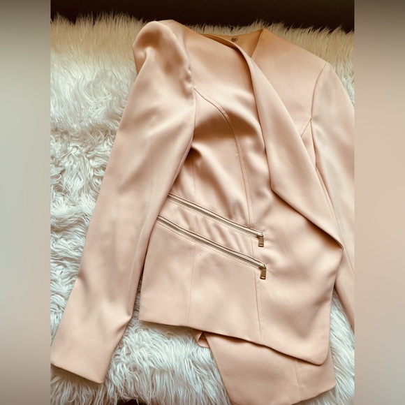 CACHE Open Front Draped Jacket Blazer Blush Pink Peach Sz 6 Sm/Md - Picture 5 of 7